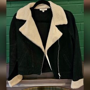 Sherpa-Lined Black Jean Jacket - Women